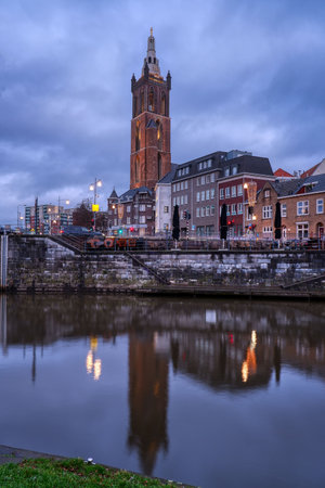 Tower of the historical Christoffel cathedral in Roermondの写真素材