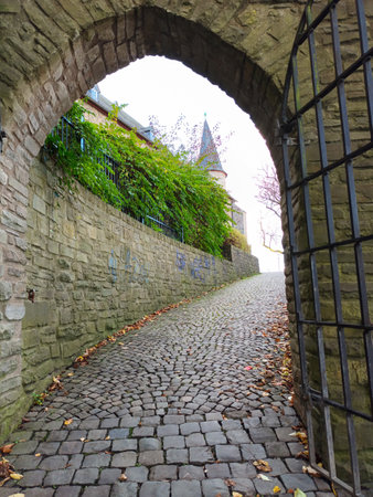 Gate to the historical church and castle in Siegenのeditorial素材