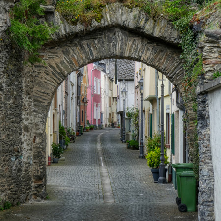 The medieval Binger Tor gate in Boppardの写真素材