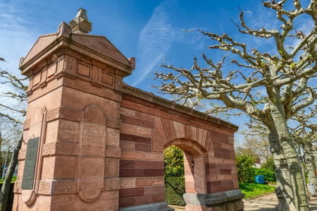 Historical fortress gates in the banks of the river Rhine in Mainzのeditorial素材