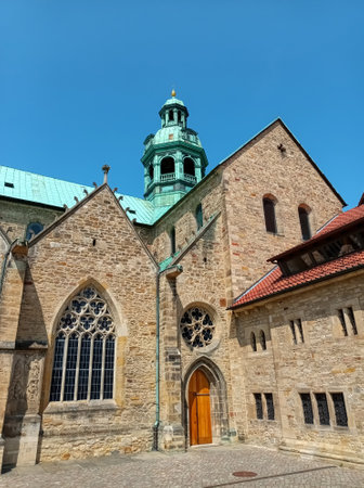 Partial view of the famous cathedral in Hildesheimの写真素材