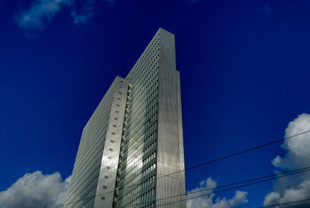 Modern office building and a blue sky in Dusseldorf