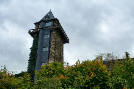 A tower in the historical city wall in Oberweselの写真素材