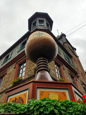 Wine glass monument at the city hall in Oberweselの写真素材