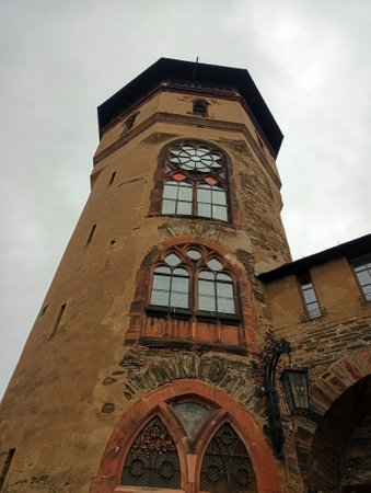 Medieval tower and gate in Oberwesel by the river Rhineの写真素材
