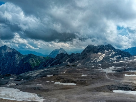 View at the Alps mountains from Zugspitzblattの写真素材