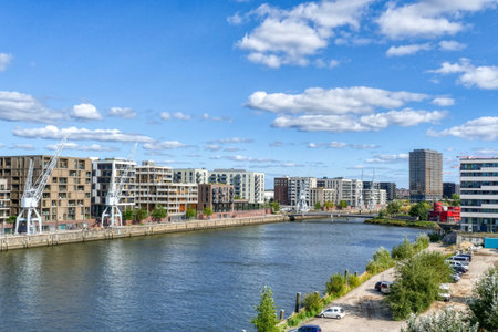 View of the Hafencity in Hamburgの写真素材