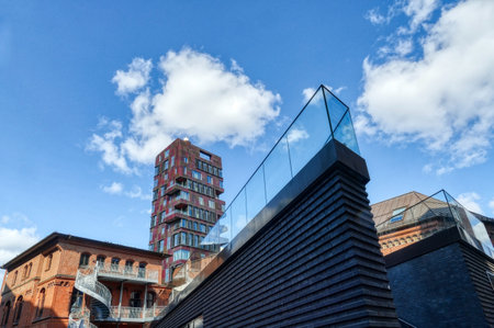 Modern architecture in downtown Hamburgの写真素材