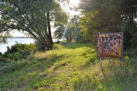 old sign along brielse lakeの写真素材