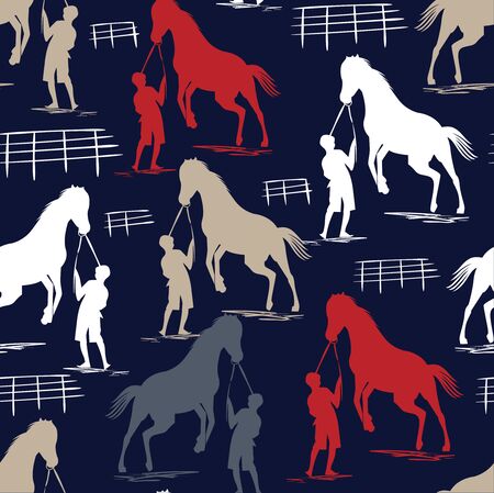 Horse pattern on navyのイラスト素材