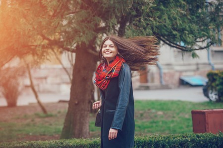 Two pretty girls walking in the cityの写真素材