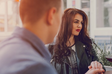 couple walking in the cityの写真素材