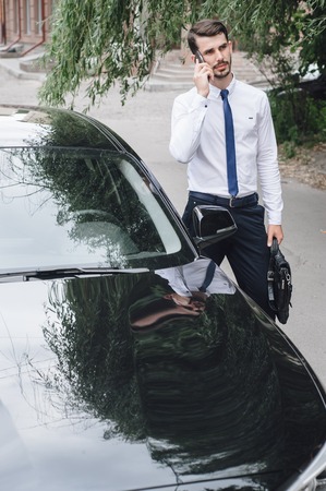 Businessman walking city, park and sitting in cafes