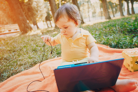 family picnic at a good time. uses the means of communication. sitting in cafeの写真素材