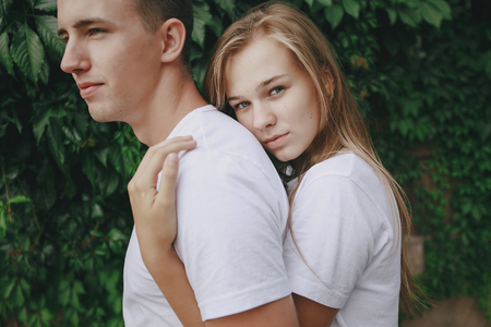 couple walking on the streets good timeの写真素材