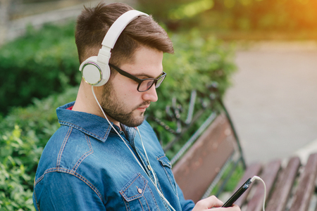 guy with headphonesの写真素材