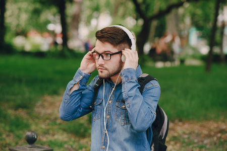 guy with headphonesの写真素材