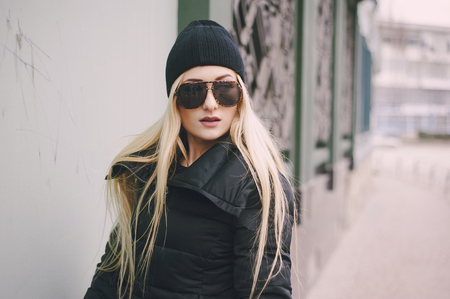 beautiful fashion girls outdoorの写真素材