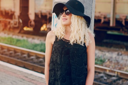 beautiful girl at raiway station