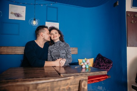 Couple in cafeの写真素材