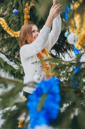 Girl near treeの写真素材