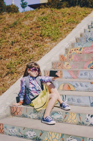 girl on a walkの写真素材