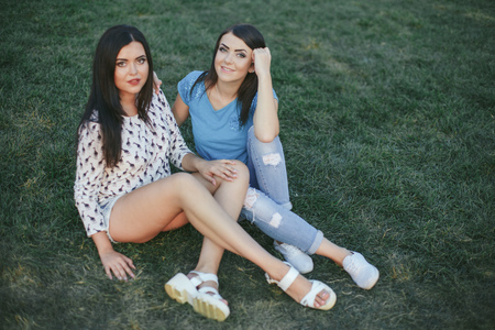 two beautiful girlsの写真素材