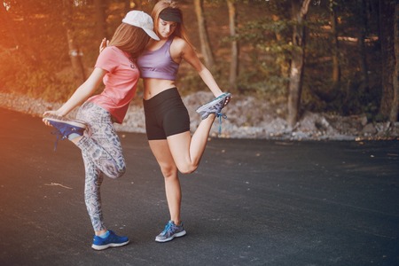 sports girls outdoorsの写真素材