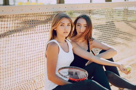 two girls athletesの写真素材