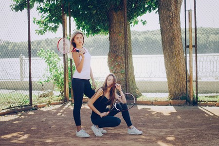 two girls athletesの写真素材