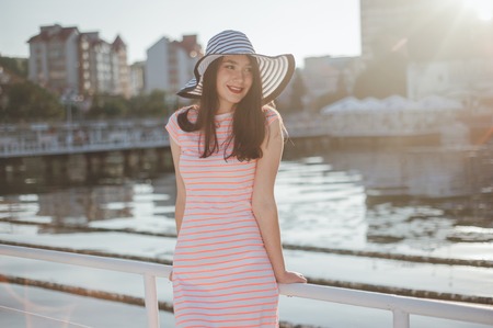 girl in a pink dressの写真素材