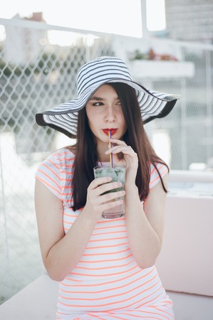 girl in a hatの写真素材