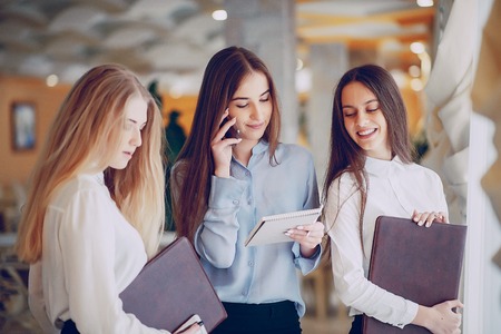 Girl in a restaurantの写真素材