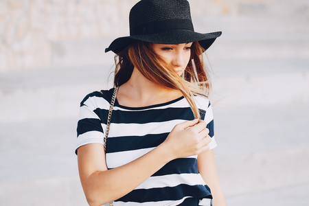 girl in a hatの写真素材