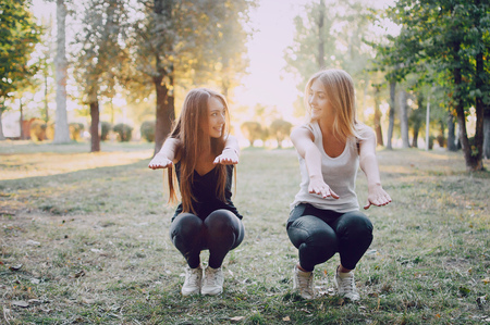 two girls athletesの写真素材