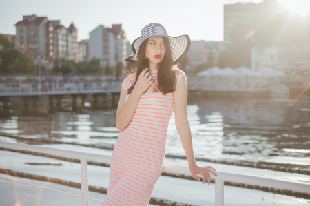 girl in a pink dressの写真素材