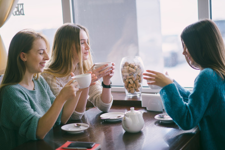 girls in cafeの写真素材