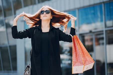 Girl on shoppingの写真素材