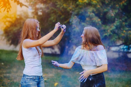 girl with paintsの写真素材