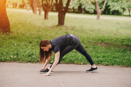 Fitness girl on a walkの写真素材