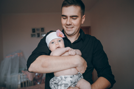 young family with infantの写真素材