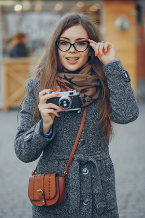 girl in glassesの写真素材