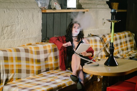 girl with hookahの写真素材