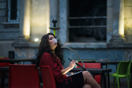 girl with hookahの写真素材