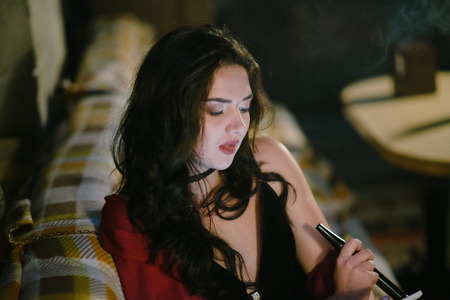 girl with hookahの写真素材