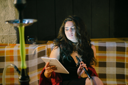 girl with hookahの写真素材