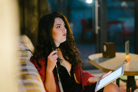 girl with hookahの写真素材