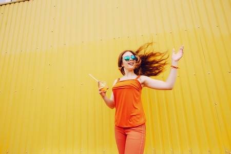 girl with fruitの写真素材
