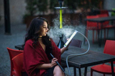 girl with hookahの写真素材