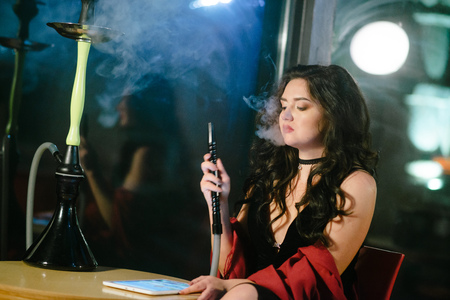 girl with hookahの写真素材